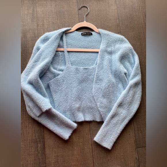 Eyelash pastel blue sweater/top set size S - Picture 3 of 9